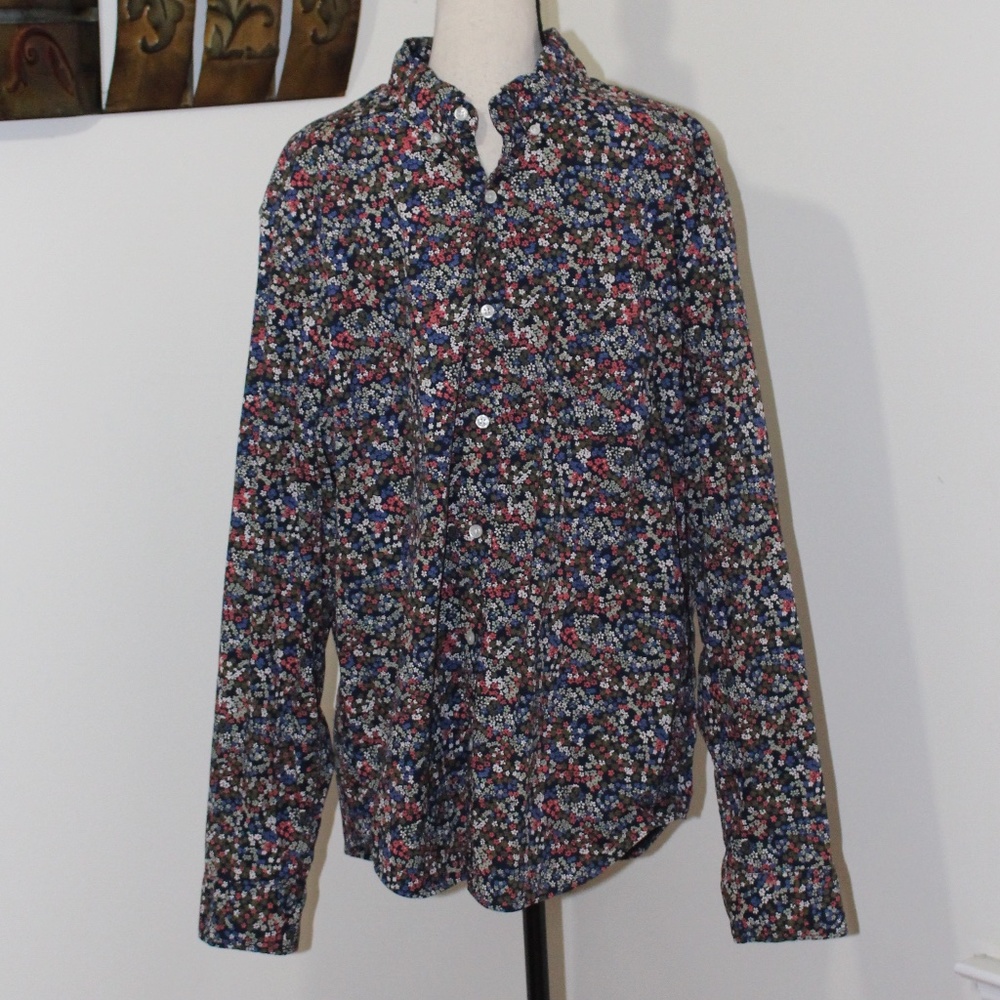 J. Crew, Flex Washed slim floral long sleeve shirt    XLarge